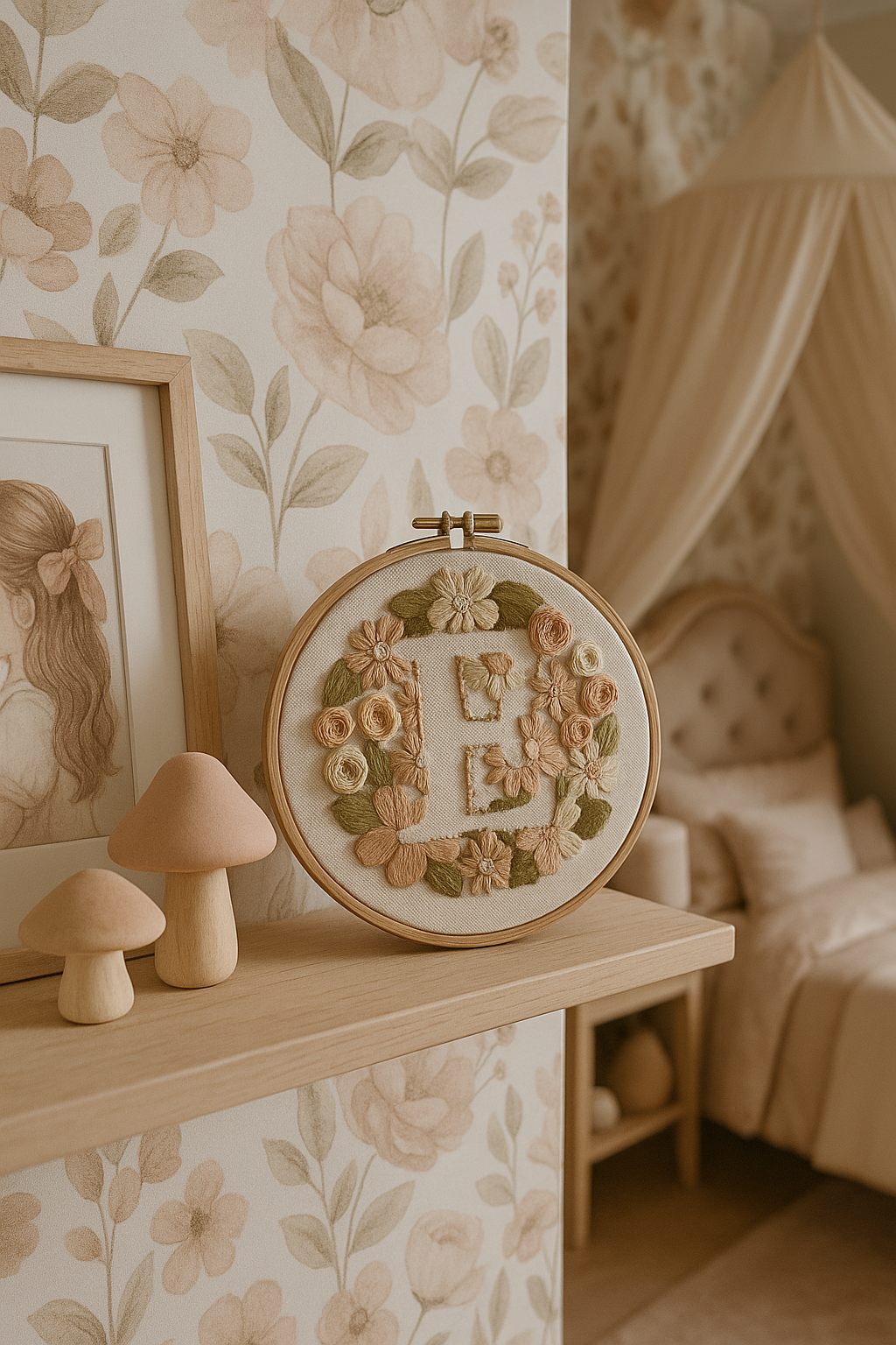 Vyšívací sada - Floral Initial - Romantic