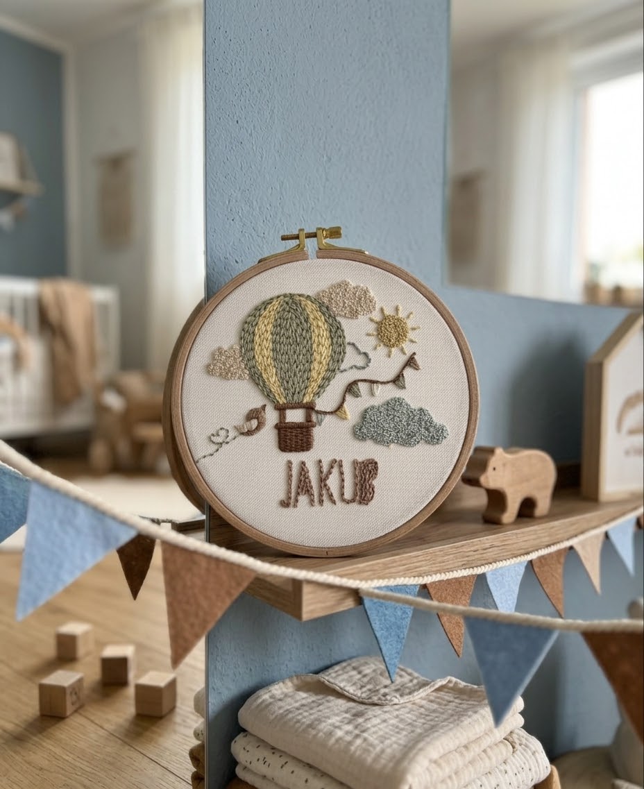 Vyšívací sada - Ballon & Name - April