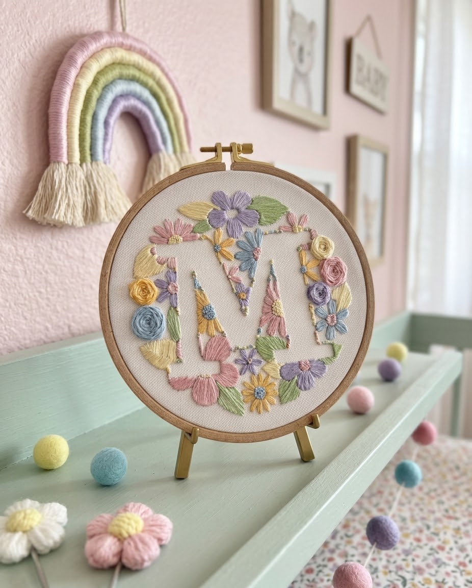 Vyšívací sada - Floral Initial - pasteLOVE