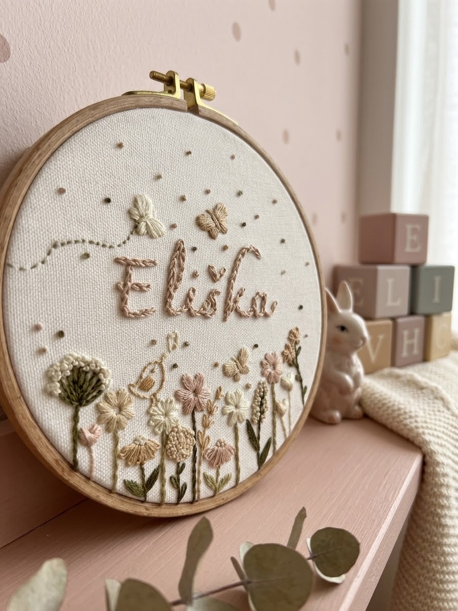Vyšívací sada - Wildflowers & Name - Romantic