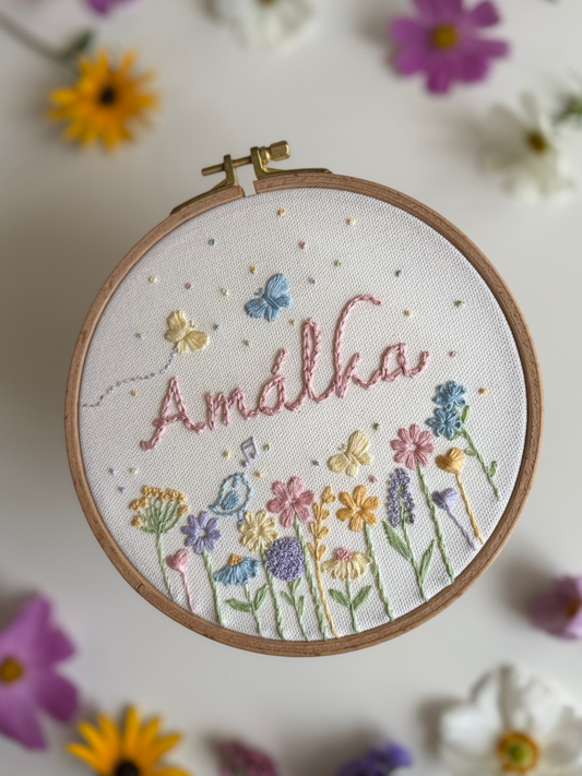 Vyšívací sada - Wildflowers & Name - pasteLOVE