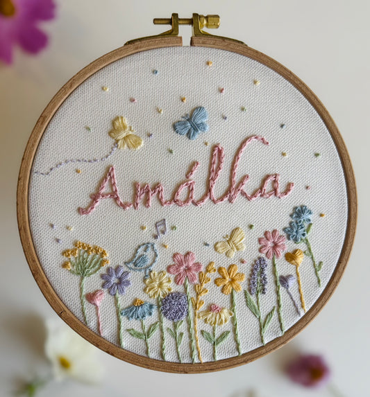 Vyšívací sada - Wildflowers & Name - pasteLOVE