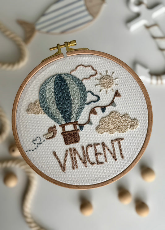 Vyšívací sada - Ballon & Name - Ocean