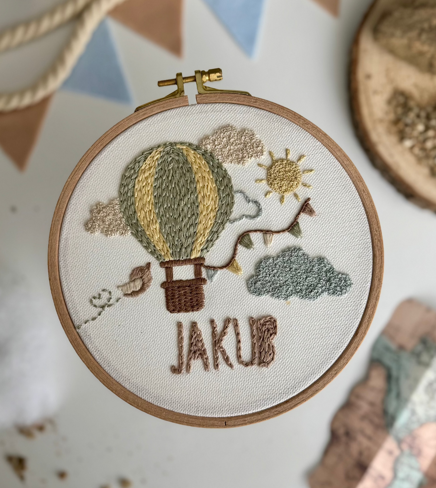 Vyšívací sada - Ballon & Name - April